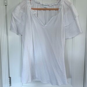 Cynthia Rowley White Textured Blouse